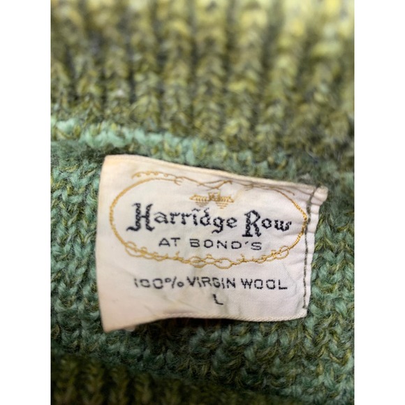 Vtg Harridge Row at Bonds Geometric 100% Virgin Wool Men's Green Sweater Large - Picture 3 of 9